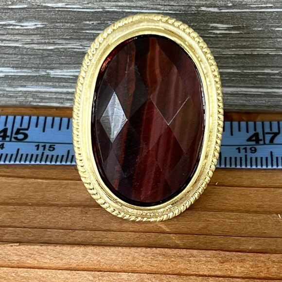 Reddish Brown Faceted Cabochon Sheila Fajl GLOW Statement Cocktail Ring 10 - Picture 11 of 15